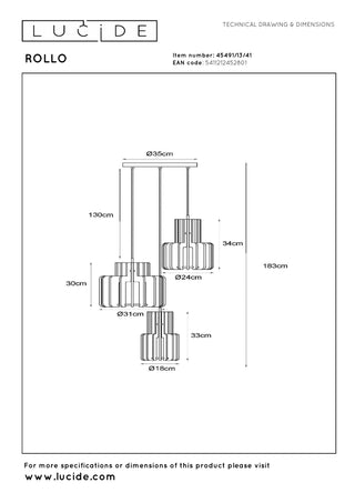 ROLLO - Suspension - 3xE27 - Taupe