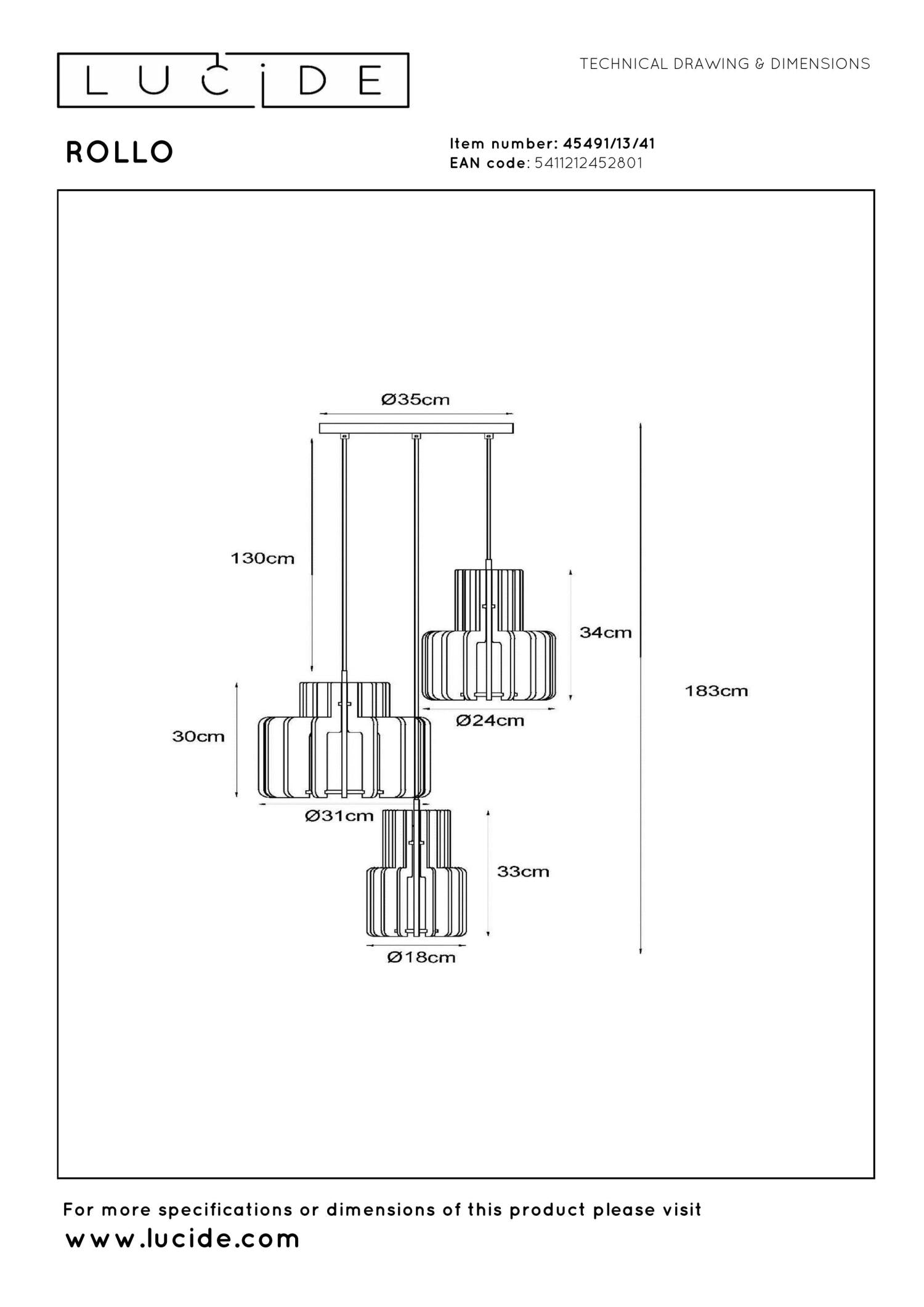 ROLLO - Suspension - 3xE27 - Taupe
