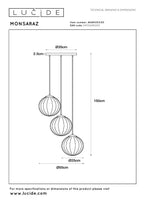 MONSARAZ - Suspension - Ø 35 cm - 3xE27 - Vert