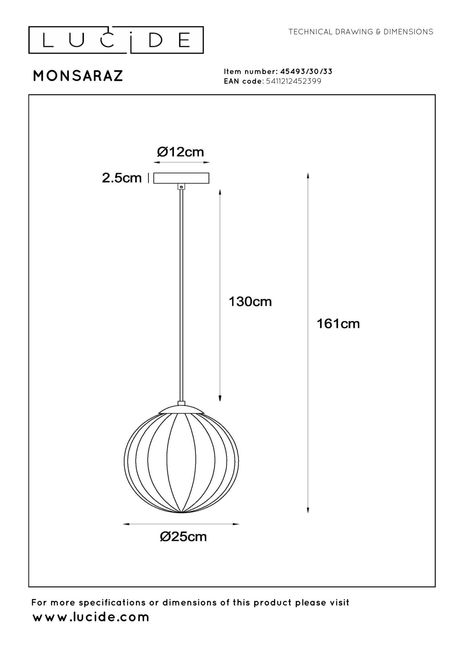 MONSARAZ - Suspension - Ø 25 cm - 1xE27 - Vert