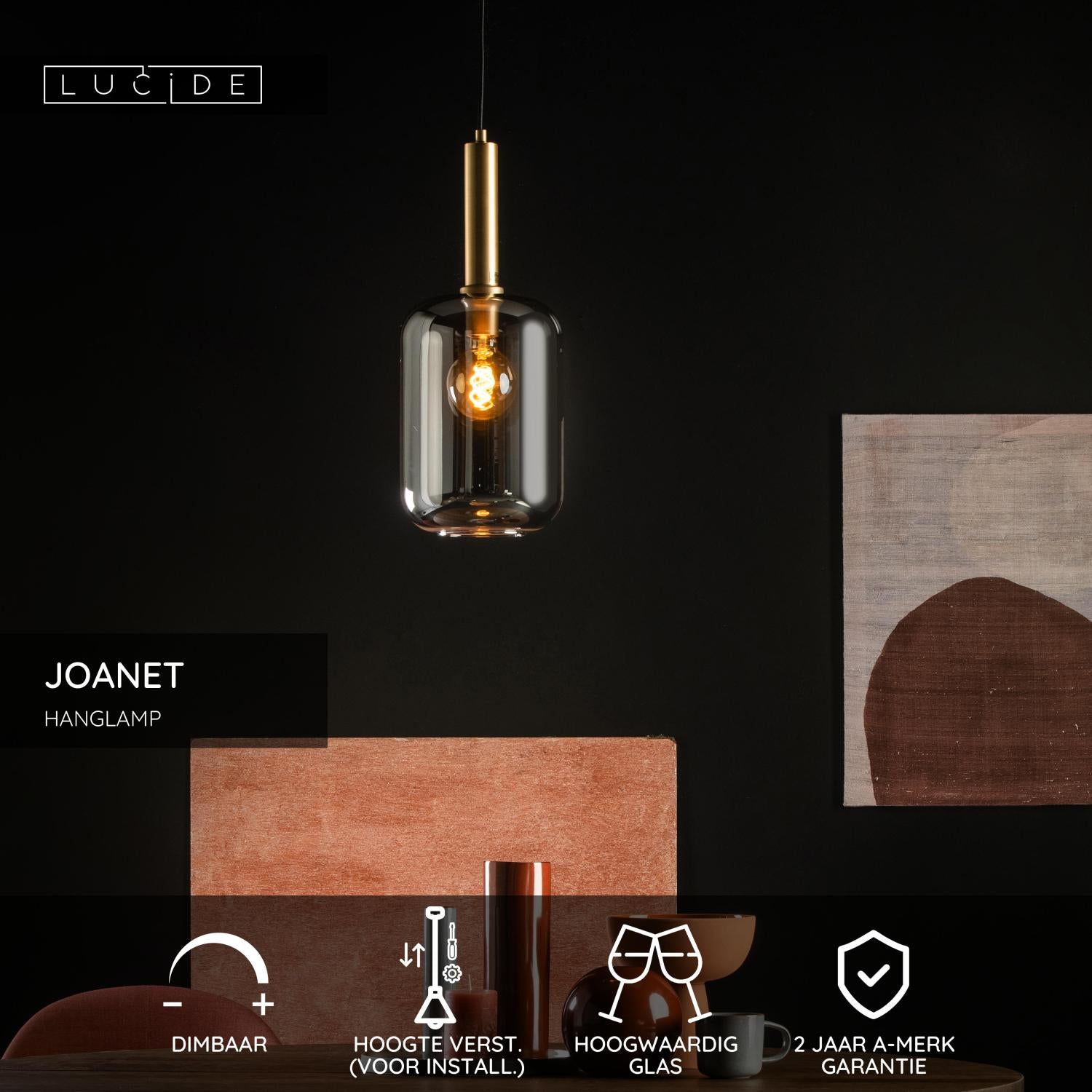 JOANET - Hanglamp - Ø 22 cm - 1xE27 - Fumé