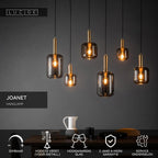 JOANET - Hanglamp - 6xE27 - Fumé