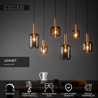 JOANET - Hanglamp - 6xE27 - Fumé