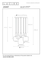 JOANET - Hanglamp - Ø 66 cm - 5xE27 - Fumé