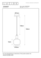 JOANET - Hanglamp - Ø 16 cm - 1xE27 - Fumé