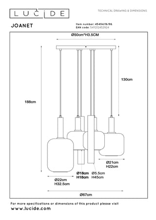 JOANET - Suspension - Ø 65 cm - 4xE27 - Laiton