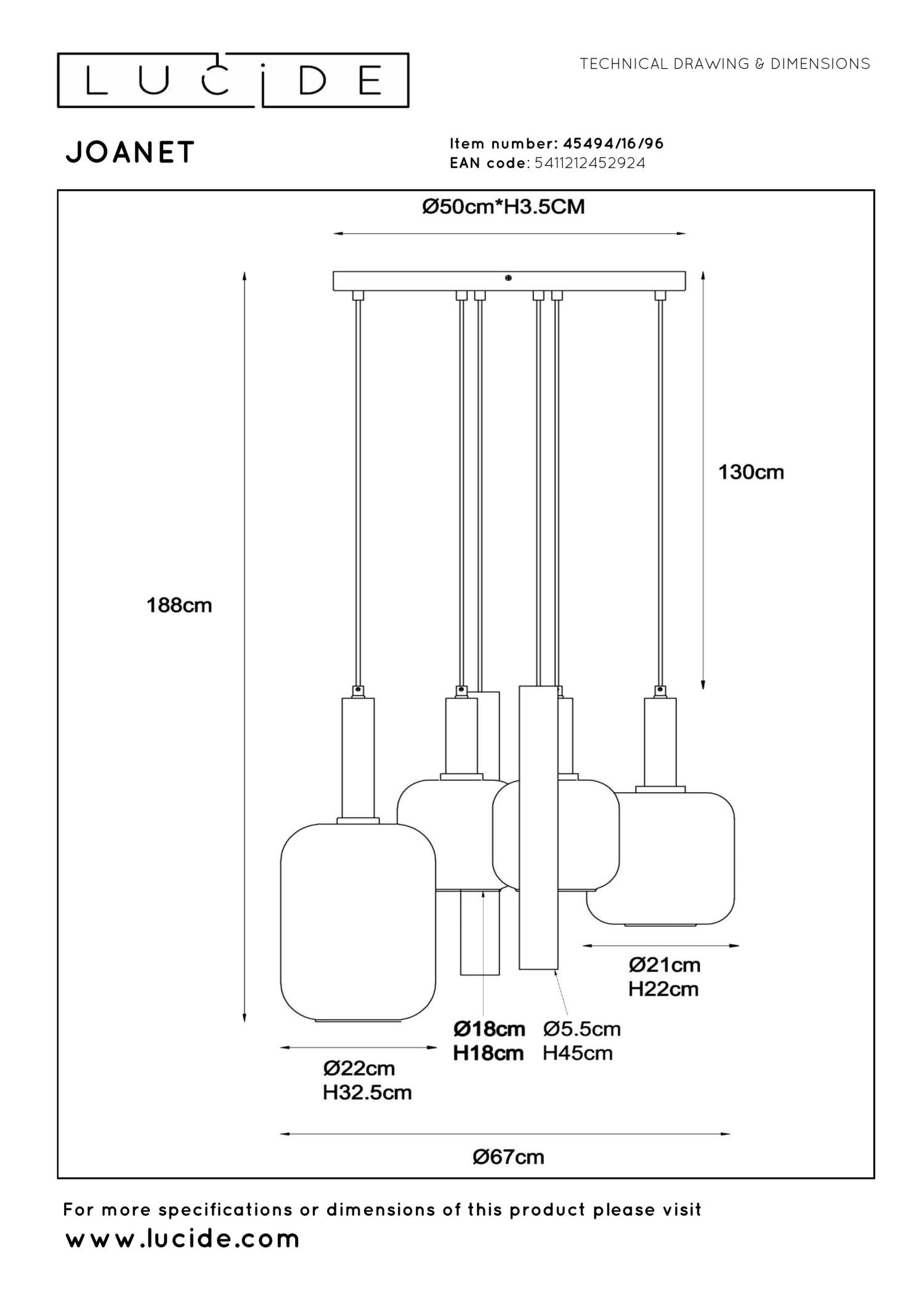JOANET - Suspension - Ø 65 cm - 4xE27 - Laiton