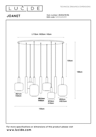 JOANET - Suspension - 6xE27 - Laiton