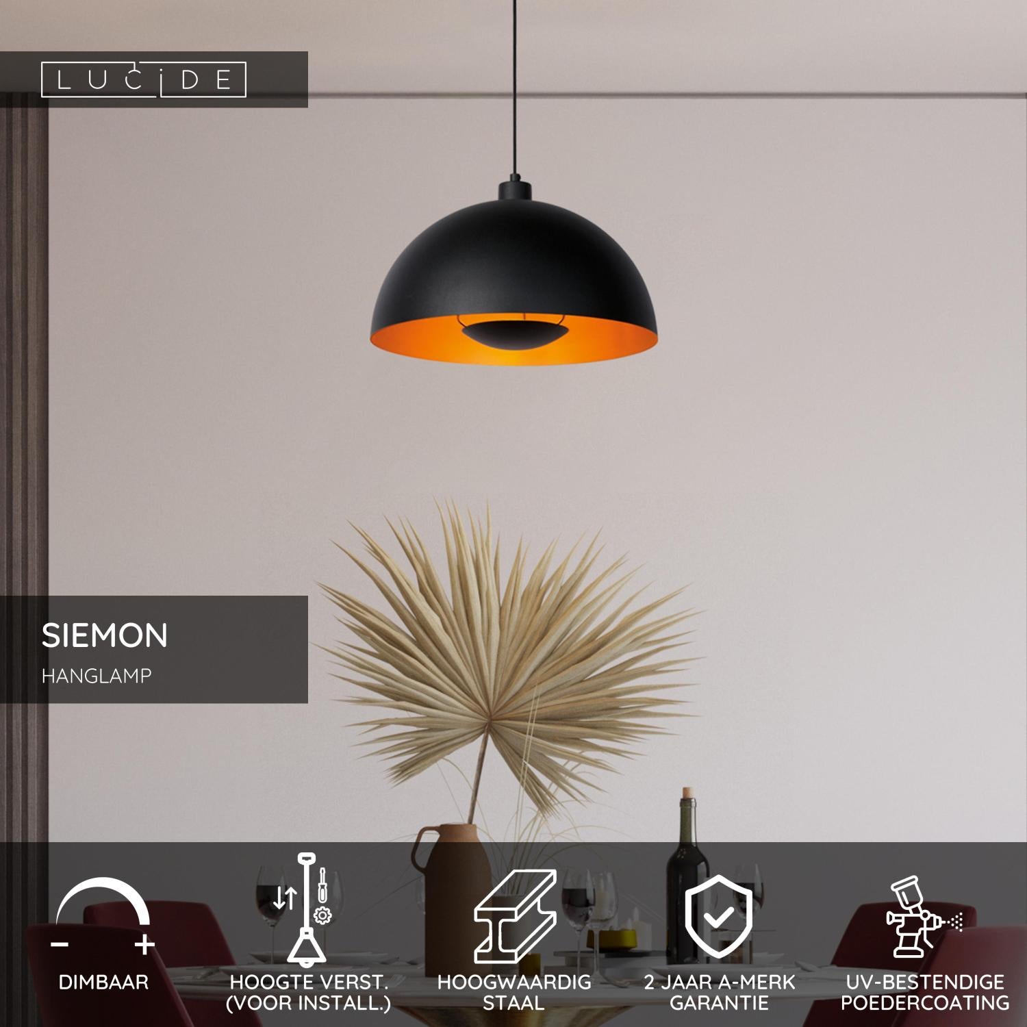 SIEMON - Pendant light - Ø 40 cm - 1xE27 - Black