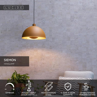 SIEMON - Hanglamp - Ø 40 cm - 1xE27 - Okergeel
