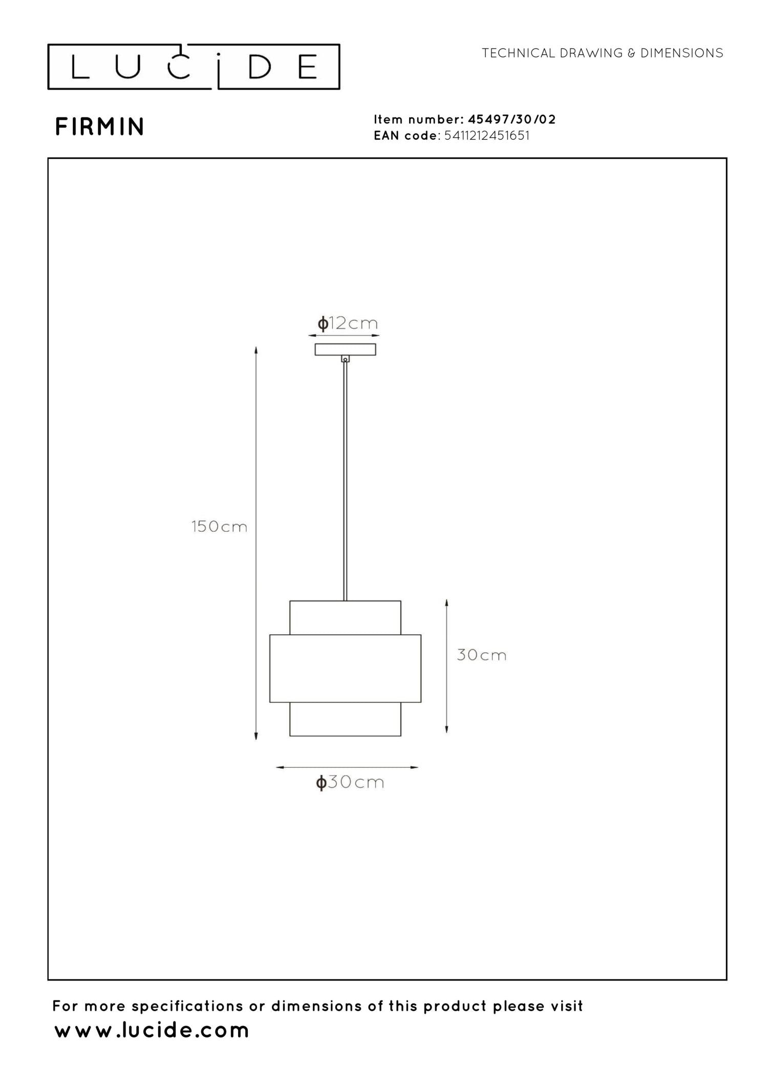 FIRMIN - Hanglamp - Ø 30 cm - 1xE27 - Mat Goud / Messing