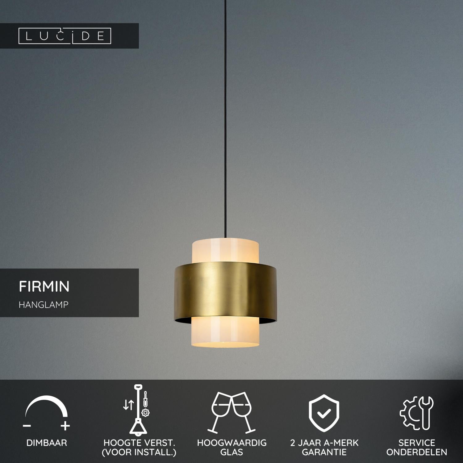 FIRMIN - Hanglamp - Ø 30 cm - 1xE27 - Mat Goud / Messing