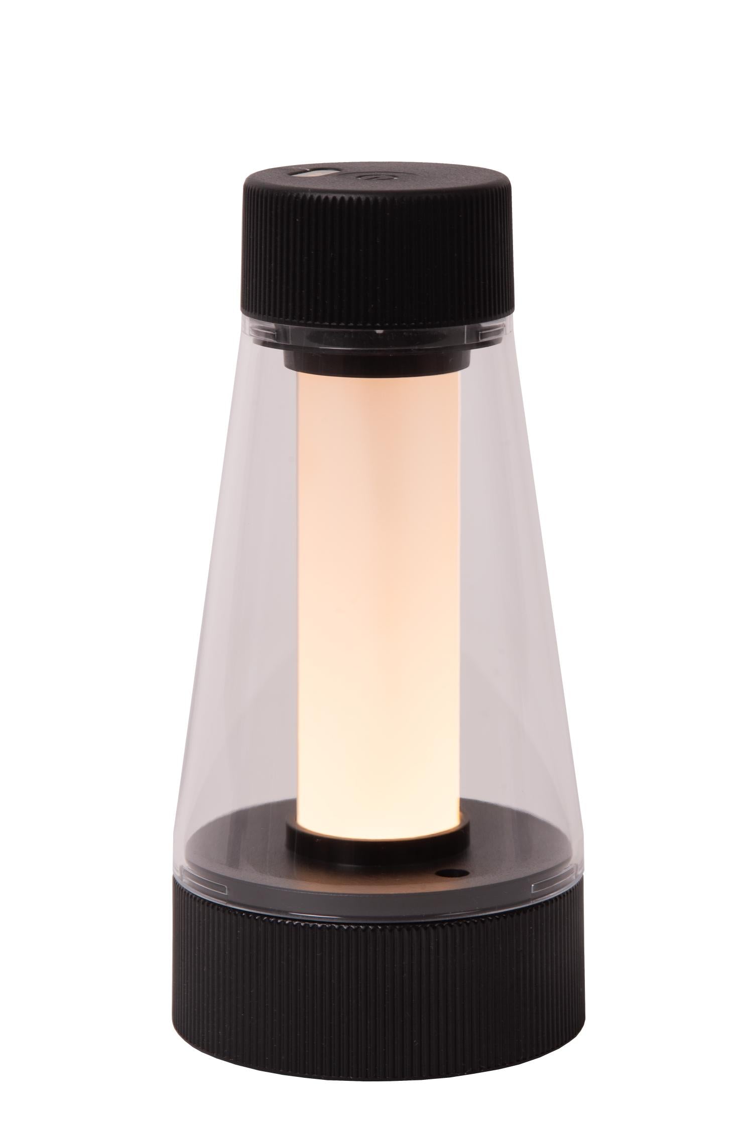 LORALI - Oplaadbare Tafellamp Binnen/Buiten - Accu/Batterij - Ø 7,7 cm - LED Dimb. - 1x1,2W 2600K/3000K - IP44 - Zwart