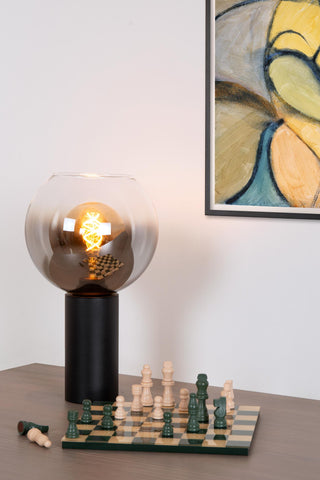 MARIUS - Tafellamp - Ø 20 cm - 1xE27 - Zwart