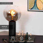 MARIUS - Tafellamp - Ø 20 cm - 1xE27 - Zwart