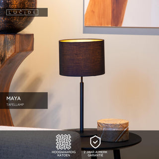 MAYA - Tafellamp - Ø 26 cm - 1xE27 - Zwart