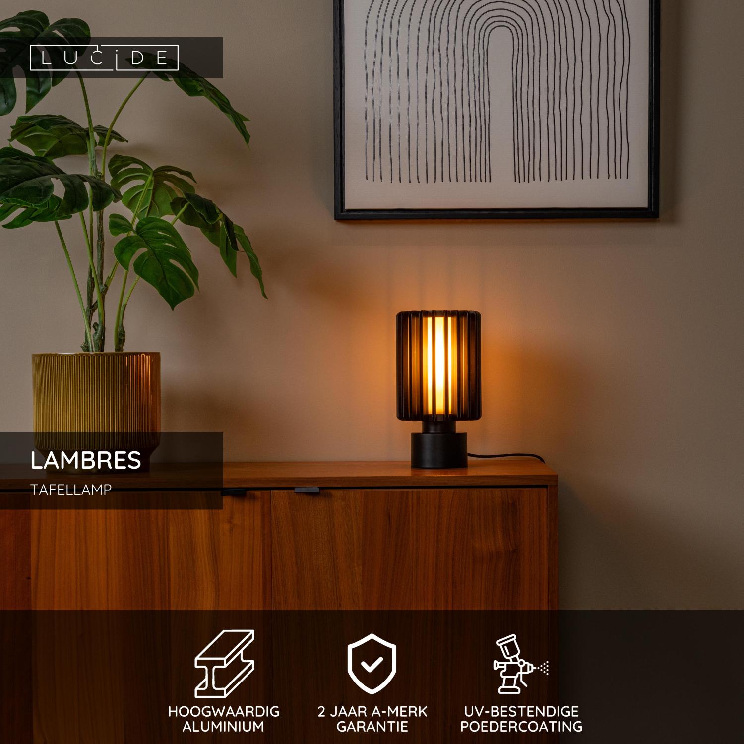 LAMBRES - Table lamp - Ø 15 cm - 1xE27 - Black