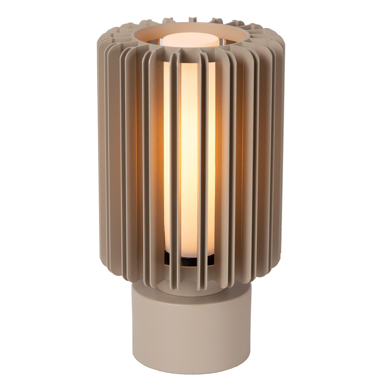 LAMBRES - Tafellamp - Ø 15 cm - 1xE27 - Taupe