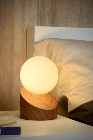 LEN - Lampe de table - Ø 10 cm - 1xG9 - Aspect bois foncé