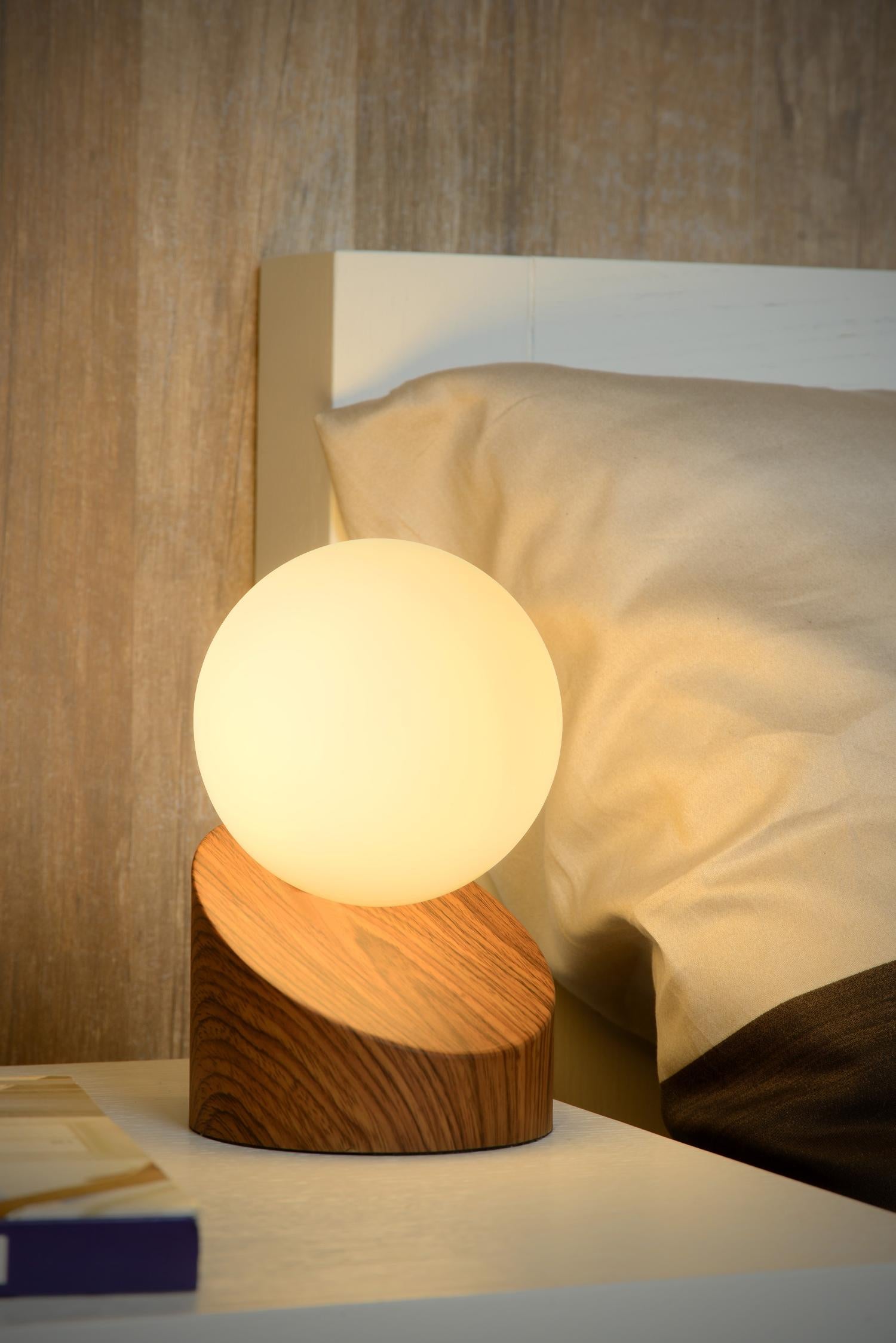 LEN - Lampe de table - Ø 10 cm - 1xG9 - Aspect bois foncé