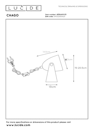 CHAGO - Tafellamp - 1xE14 - Wit