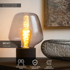BECKY - Lampe de table - Ø 20 cm - 1xE27 - Fumé