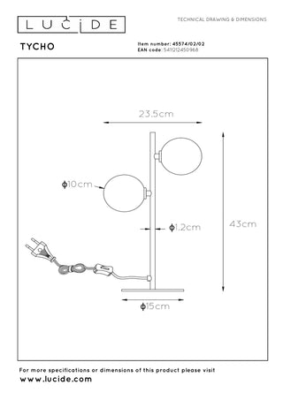 TYCHO - Lampe de table - 2xG9 - Or mat / Laiton