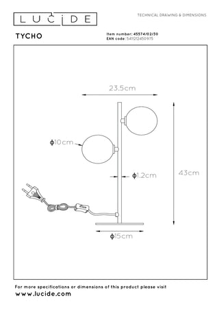 TYCHO - Lampe de table - 2xG9 - Noir
