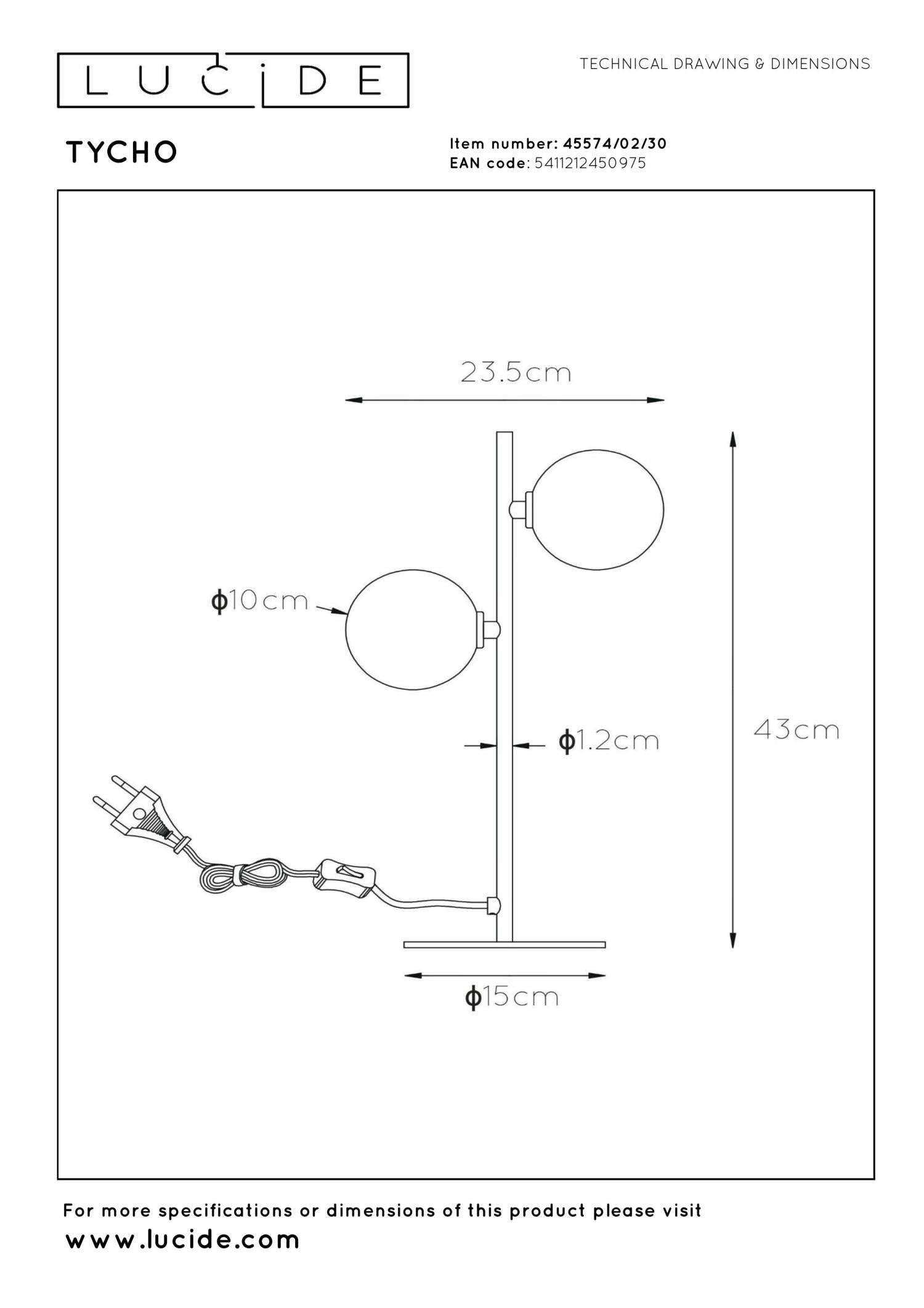 TYCHO - Lampe de table - 2xG9 - Noir