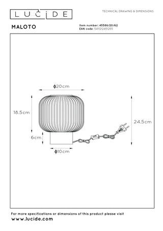 MALOTO - Lampe de table - Ø 20 cm - 1xE27 - Ambre