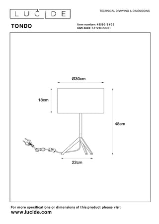TONDO - Lampe de table - Ø 30 cm - 1xE27 - Or mat / Laiton