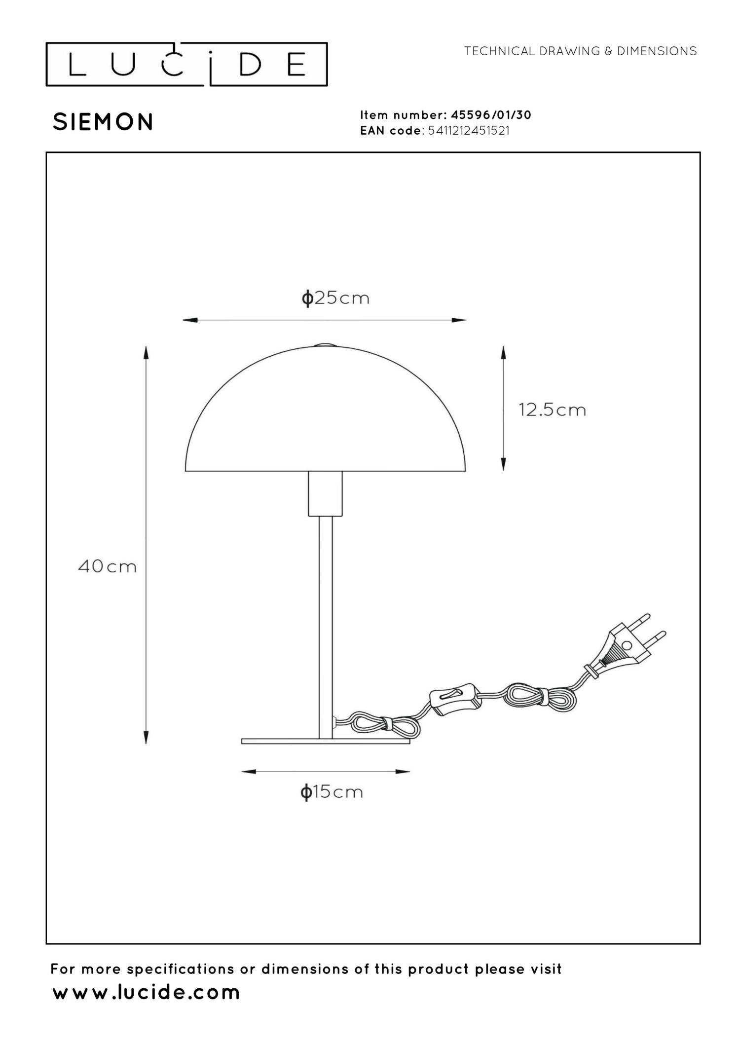 SIEMON - Lampe de table - Ø 25 cm - 1xE14 - Noir