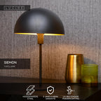 SIEMON - Lampe de table - Ø 25 cm - 1xE14 - Noir