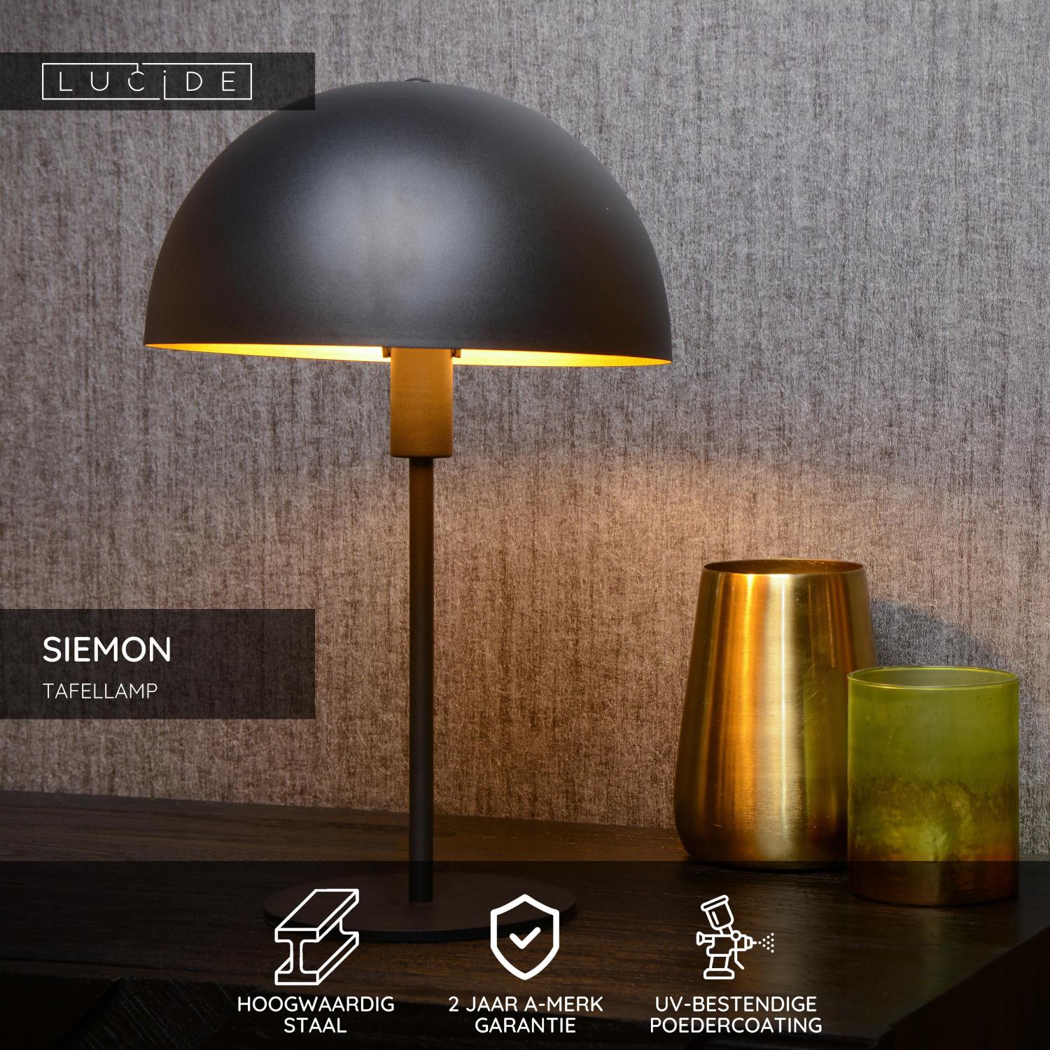 SIEMON - Lampe de table - Ø 25 cm - 1xE14 - Noir
