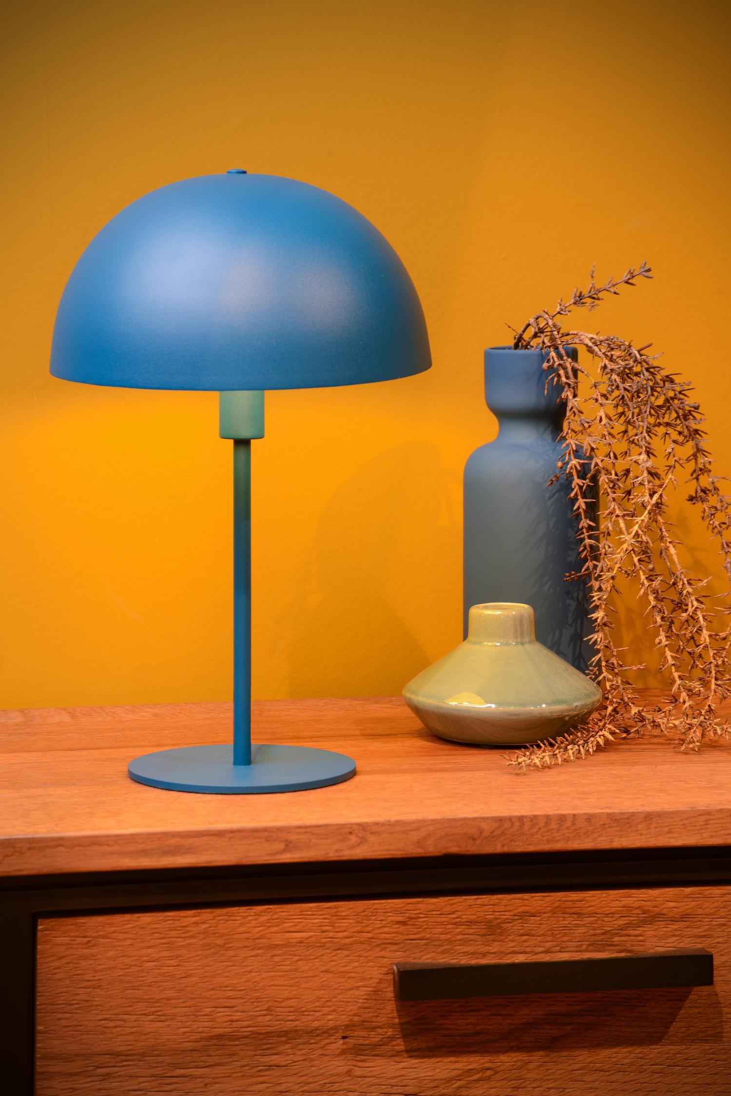SIEMON - Lampe de table - Ø 25 cm - 1xE14 - Bleu