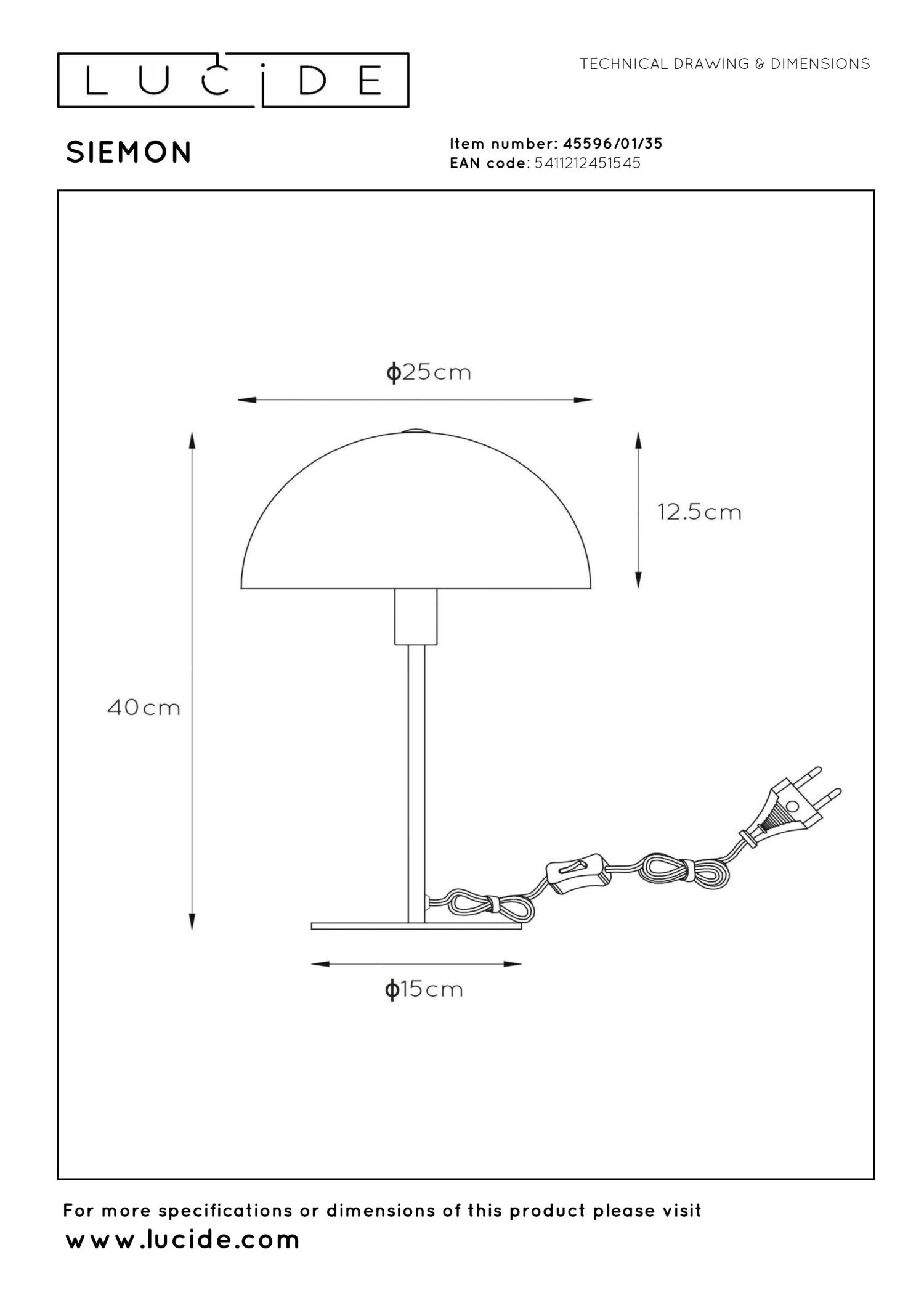 SIEMON - Lampe de table - Ø 25 cm - 1xE14 - Bleu