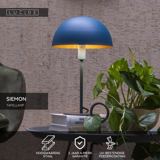 SIEMON - Lampe de table - Ø 25 cm - 1xE14 - Bleu