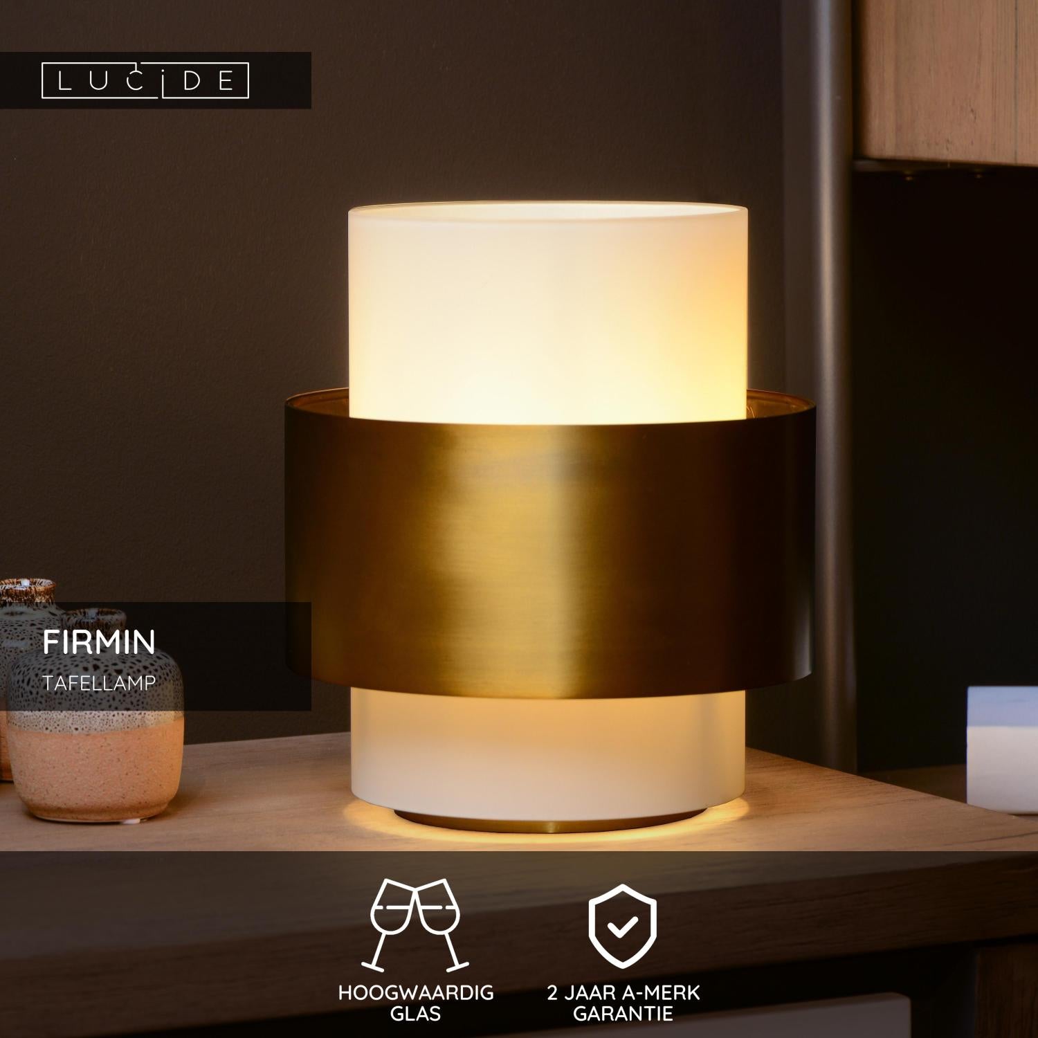 FIRMIN - Table lamp - Ø 20 cm - 1xE27 - Matt Gold / Brass