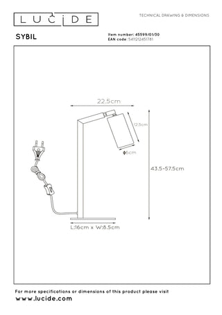 SYBIL - Bureaulamp - 1xGU10 - Zwart
