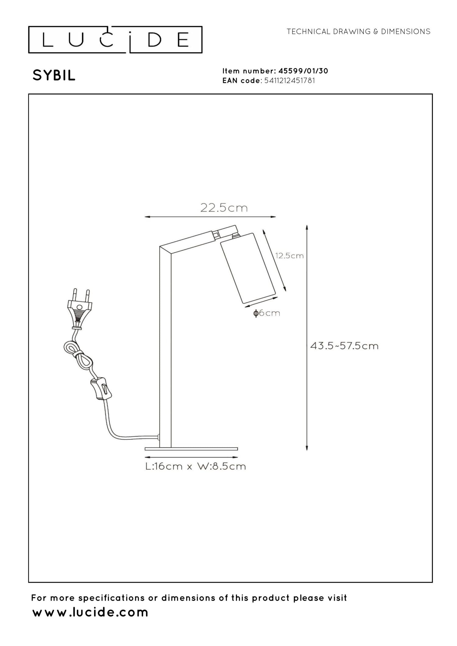 SYBIL - Bureaulamp - 1xGU10 - Zwart