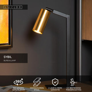 SYBIL - Bureaulamp - 1xGU10 - Zwart