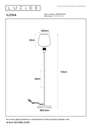 ILONA - Vloerlamp - Ø 34 cm - 1xE27 - Amber