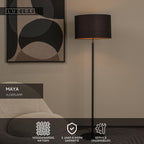 MAYA - Vloerlamp - Ø 45 cm - 1xE27 - Zwart