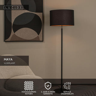 MAYA - Vloerlamp - Ø 45 cm - 1xE27 - Zwart