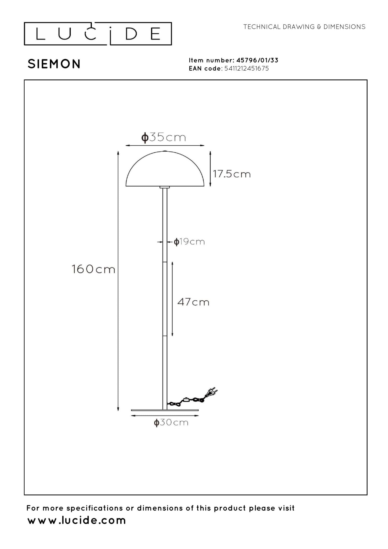 SIEMON - Lampadaire - Ø 35 cm - 1xE27 - Vert