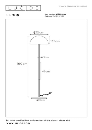 SIEMON - Lampadaire - Ø 35 cm - 1xE27 - Ocre