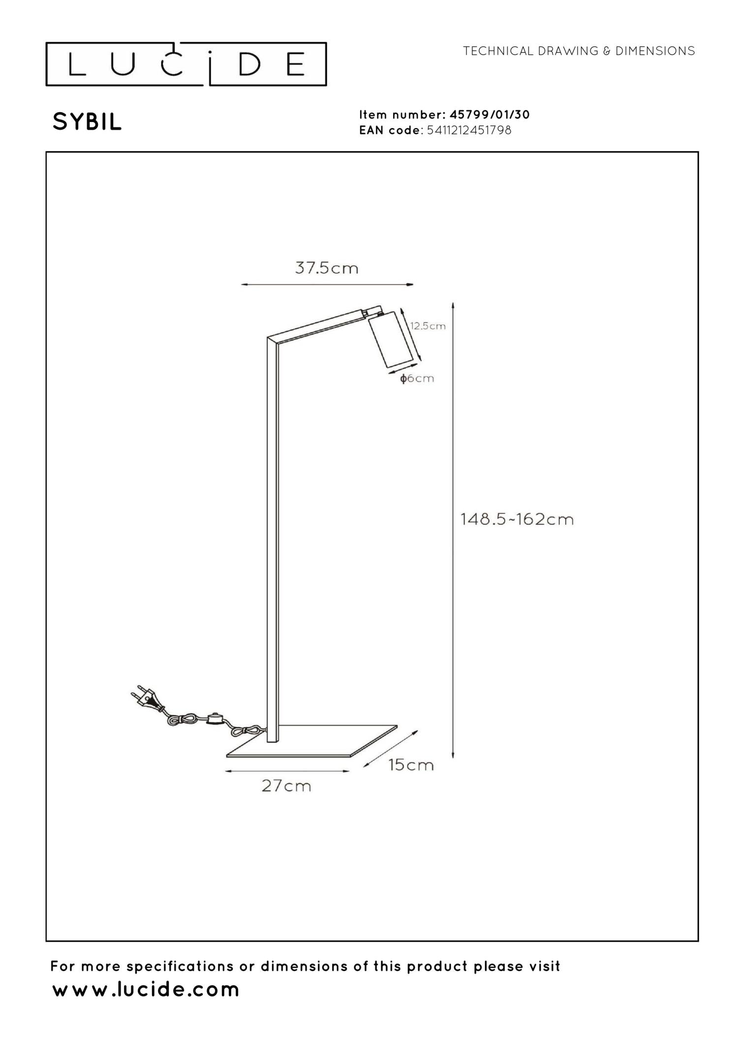 SYBIL - Leeslamp - 1xGU10 - Zwart