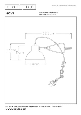 MOYS - Lampe à pince - 1xE27 - Vert