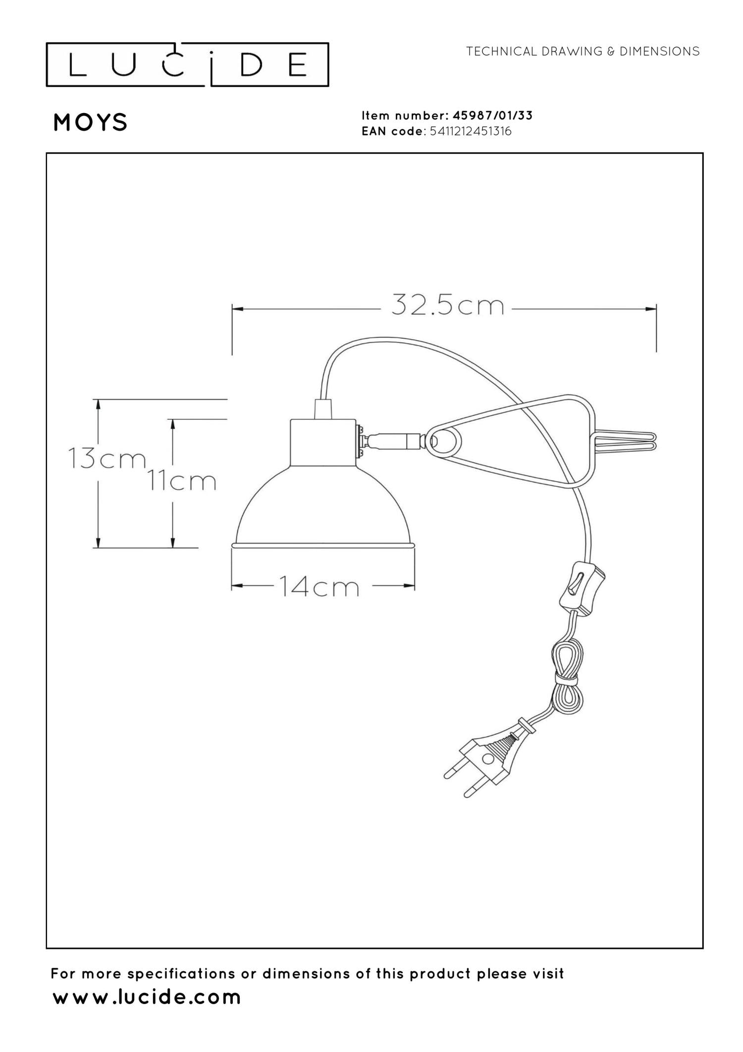 MOYS - Lampe à pince - 1xE27 - Vert