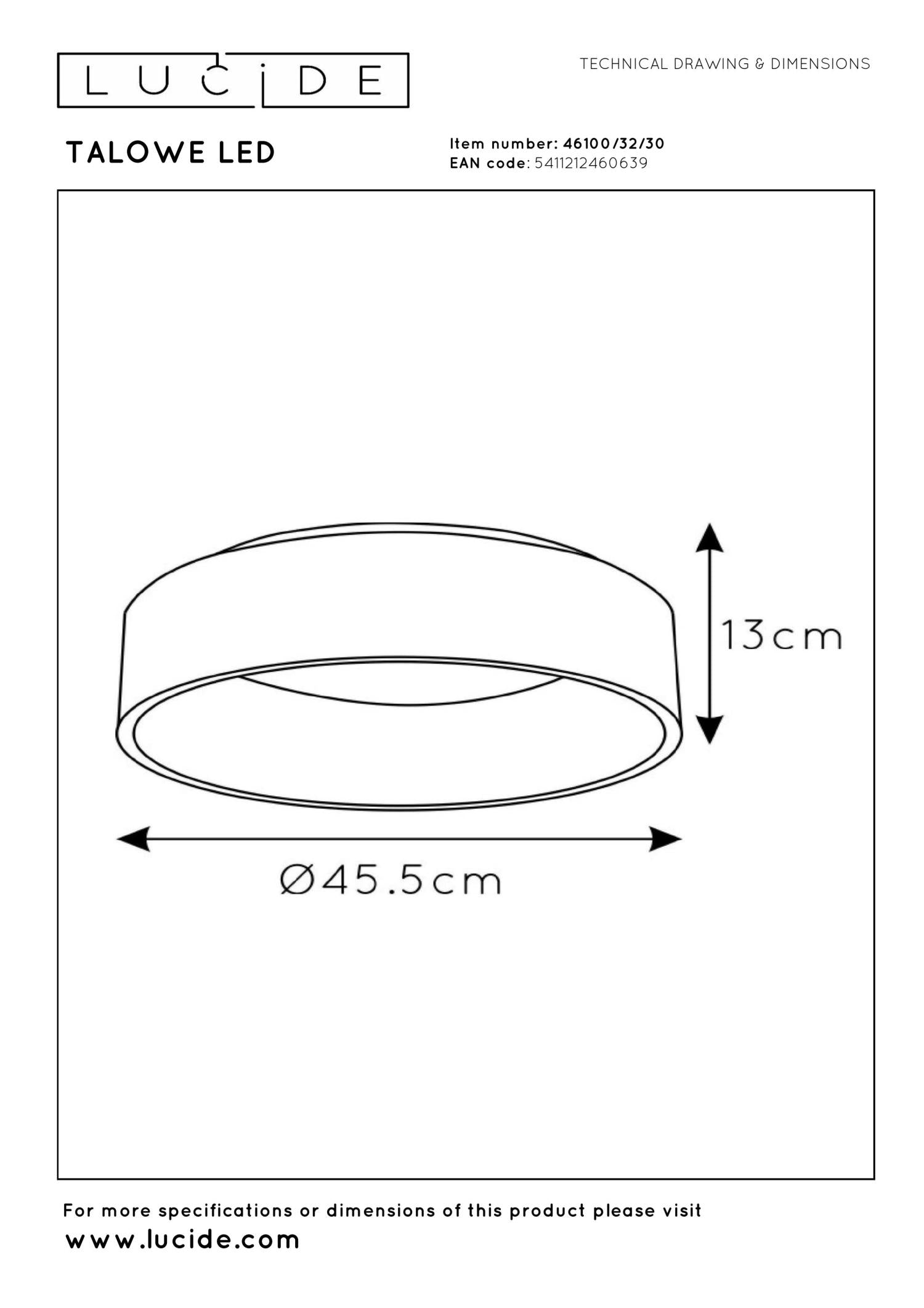 TALOWE LED - Plafonnier - Ø 45,5 cm - LED Var. - 1x30W 3000K - Noir